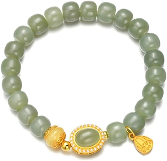 GLOW70-Jade Style Oval Bead Bracelet Adjustable Bolo Bracelet for Women